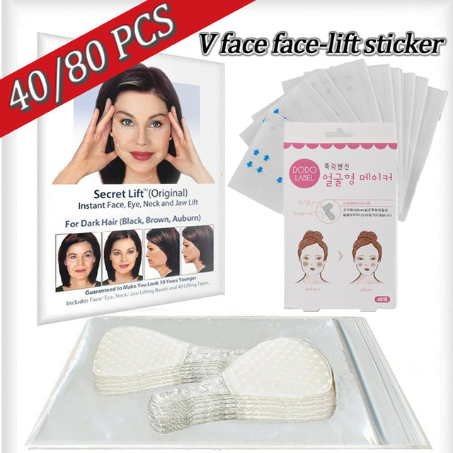 40/80Pcs Makeup Invisible Tape Fox Eyes V-Line V Face Shape Face Facial  Line Fast Lift Up AntiWrinkle Sagging Skin Chin Adhesive - AliExpress